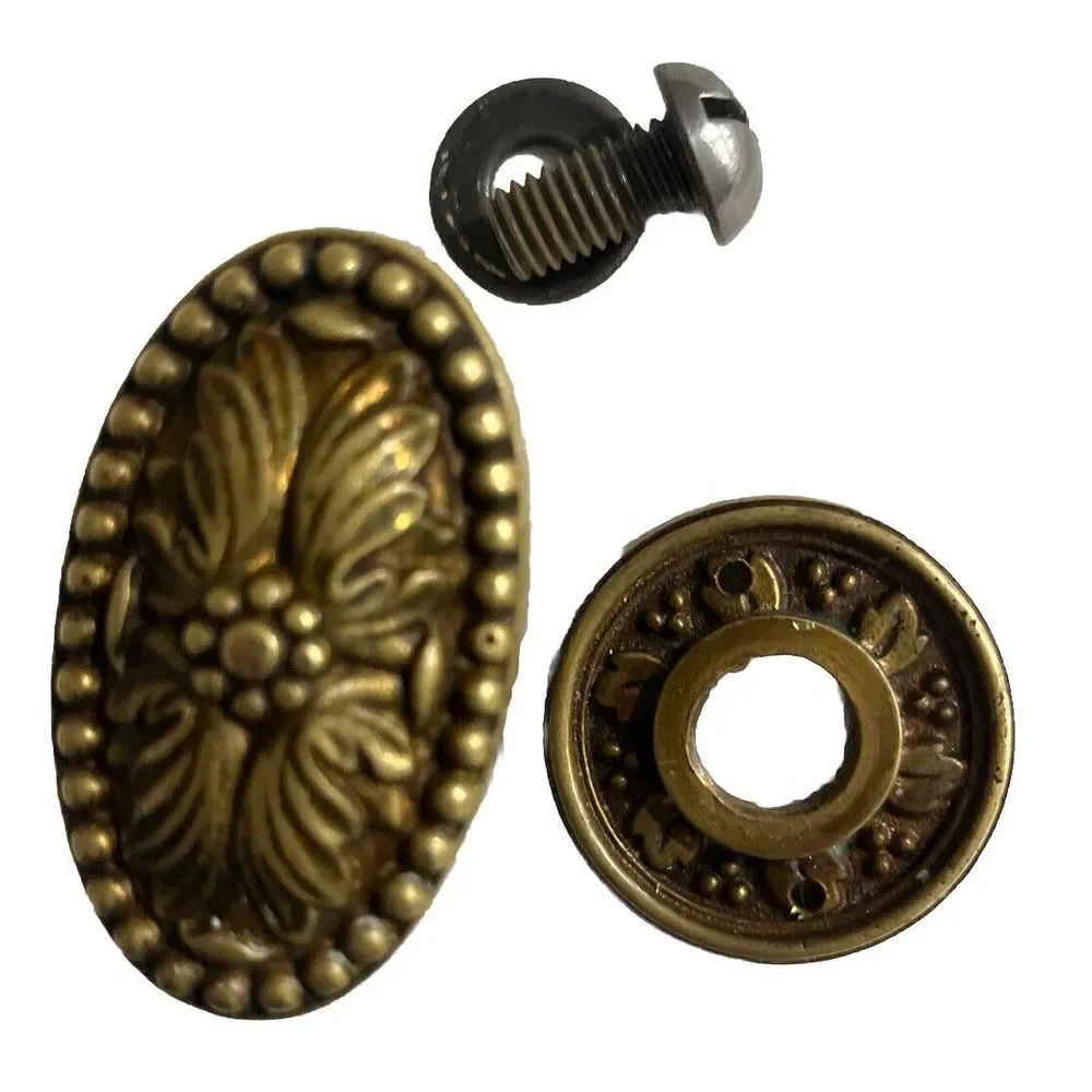 Antique Brass Gold Finish PE Guerin Door Hardware Handle,Rosette, Mounting Screw